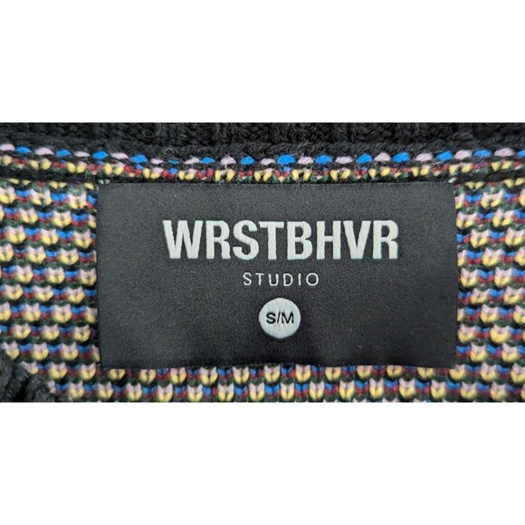 WRSTBHVR Juke Sweater Mens Size S/M Black Worst Behavior Jacquard Knit Pullover - Picture 5 of 11